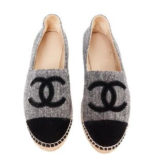 CHANEL Gray Wool Espadrilles